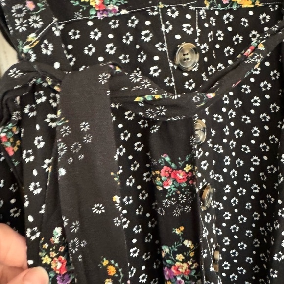 Free People Pleated V-Neck Floral Print Button Front Mini Dress/ Medium - Picture 5 of 13